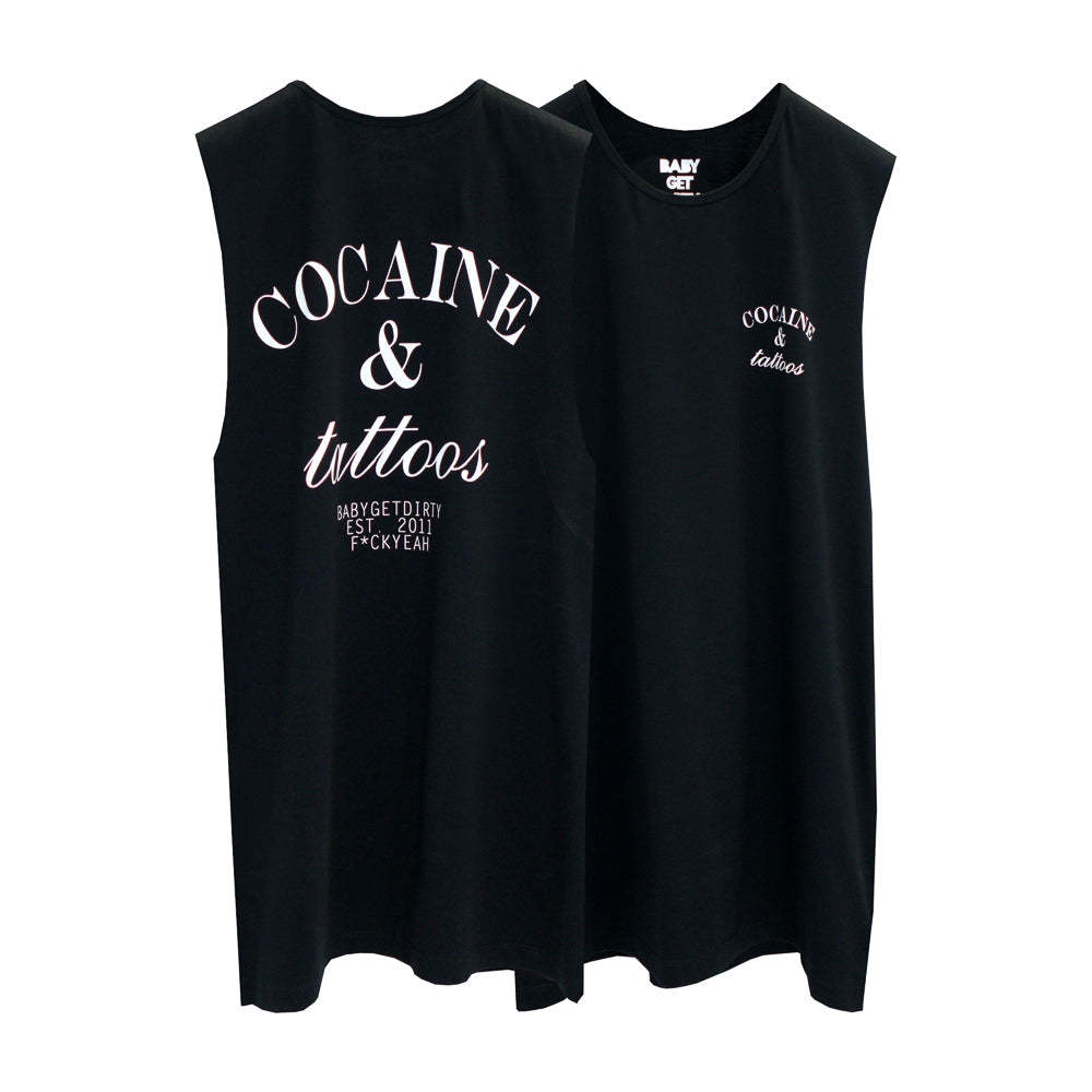 COCAINE & TATTOOS BOYS MUSCLE TEE SMALL PRINTS