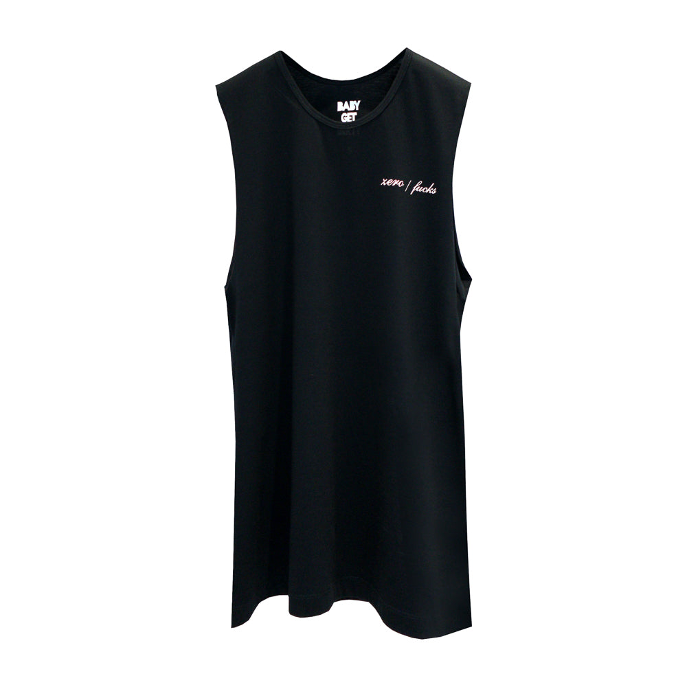 ZERO FUCKS BOYS MUSCLE TEE SMALL PRINTS