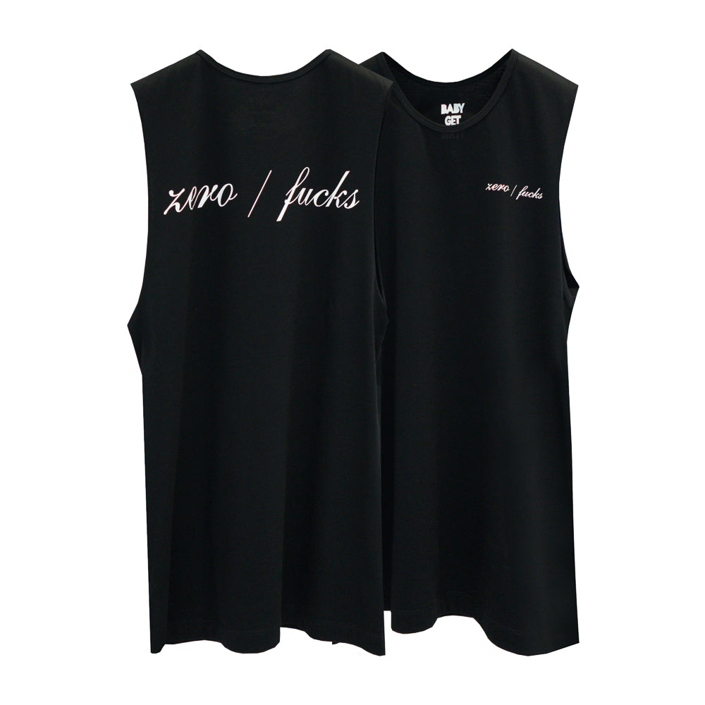 ZERO FUCKS BOYS MUSCLE TEE SMALL PRINTS