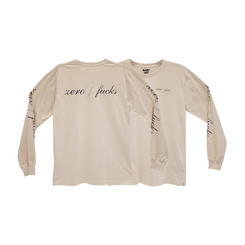 ZERO FUCKS LONG SLEEVE TAN