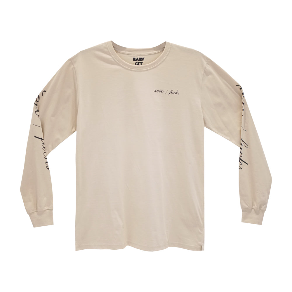 ZERO FUCKS LONG SLEEVE TAN