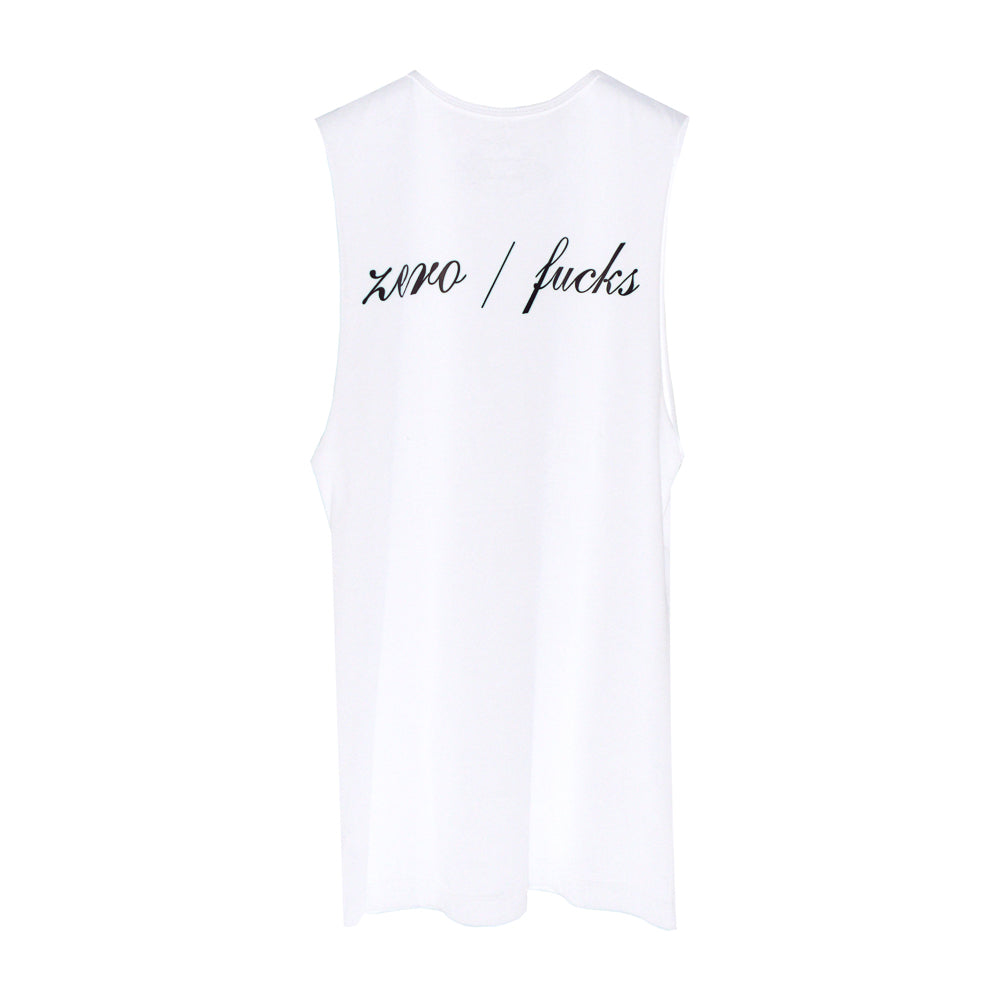 ZERO FUCKS BOYS MUSCLE TEE SMALL PRINTS