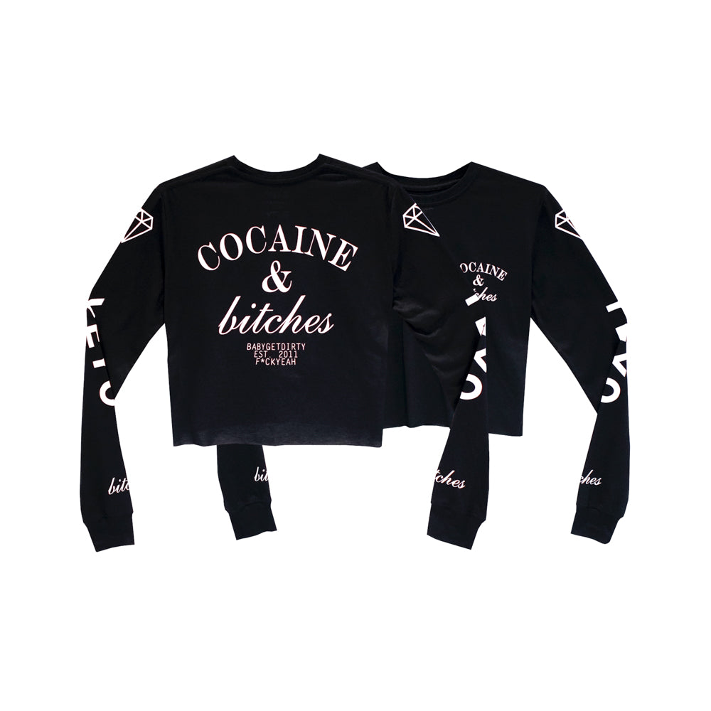 COCAINE & BITCHES GIRLS LONG SLEEVE CROP