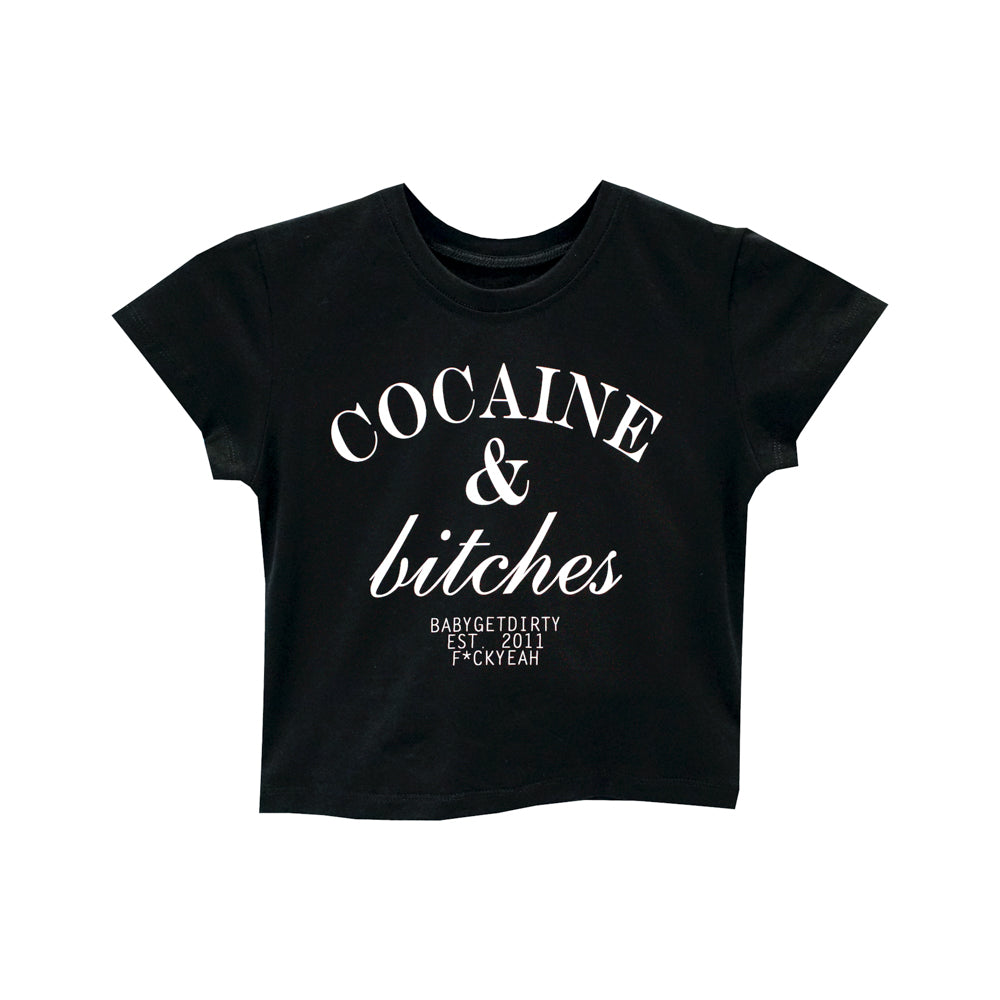 COCAINE & BITCHES CROP TEE FITTED