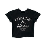 COCAINE & BITCHES CROP TEE FITTED