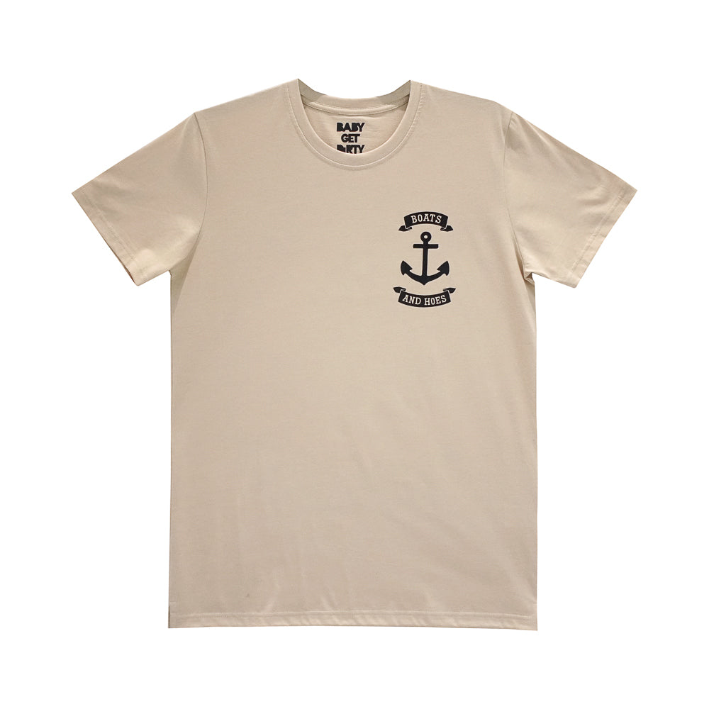 BOATS AND HOES BOYS SMALL PRINT TEE TAN