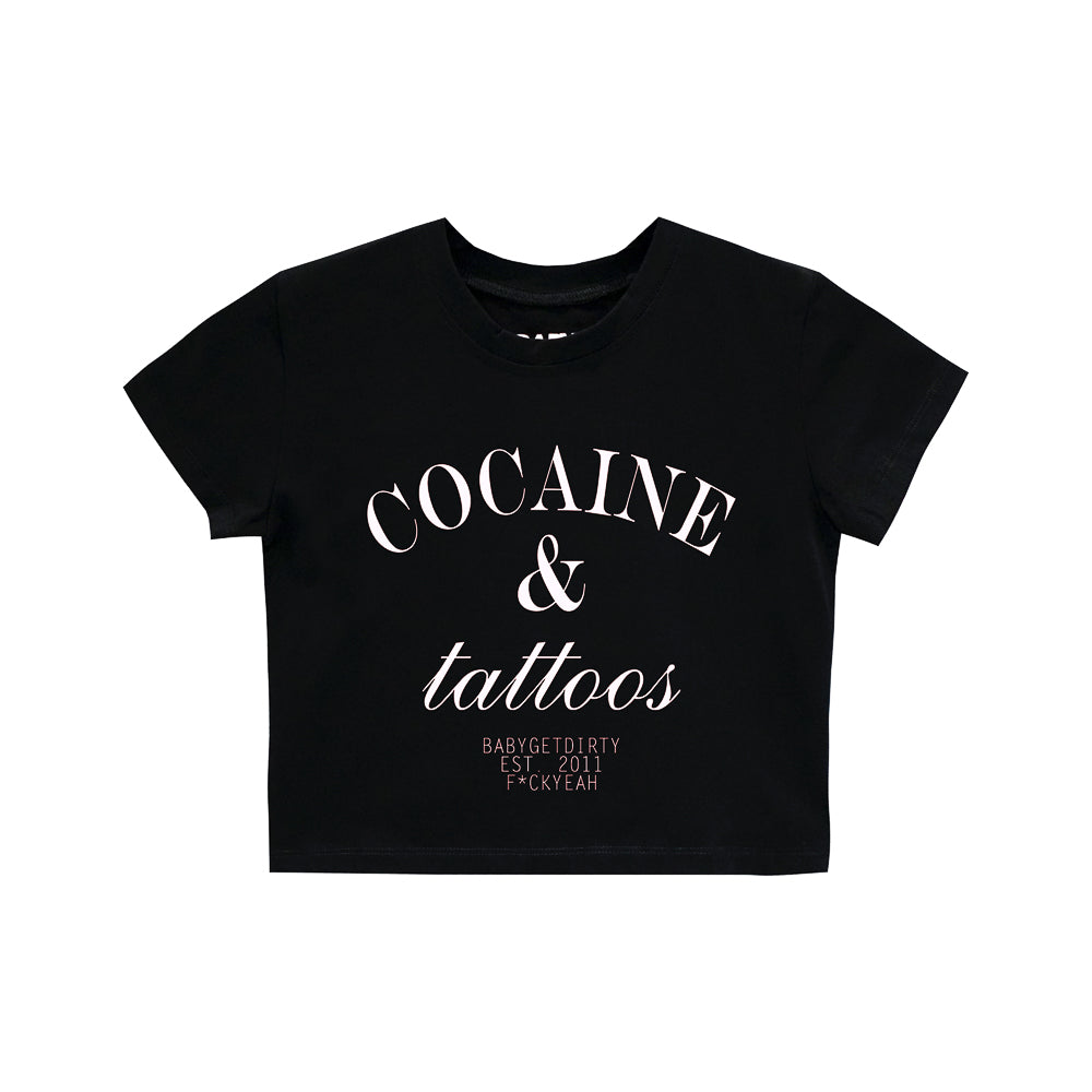 COCAINE & TATTOOS CROP TEE FITTED